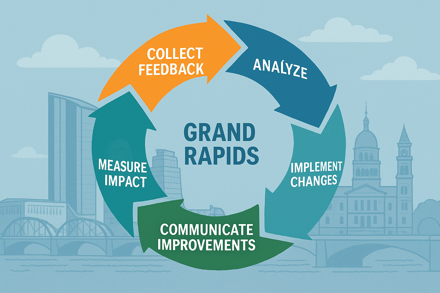 An infographic illustrating a continuous feedback loop: Collect Feedback -> Analyze -> Implement Changes -> Measure Impact -> Communicate Improvements, with Grand Rapids landmarks subtly in the background.”/></a><figcaption>Grand Rapids Feedback Loop: Turning Insights into Action.</figcaption></figure>
<p>In 2025, Google’s algorithms are increasingly sophisticated, rewarding businesses that not only provide excellent service but also demonstrate a commitment to continuous improvement. Here’s how effectively utilizing customer feedback translates into powerful Grand Rapids local SEO advantages:</p>
<p>When you actively implement changes based on customer feedback, you’re showcasing your business’s expertise and experience in a tangible way. This commitment to quality and responsiveness directly contributes to your E-E-A-T. Google recognizes businesses that consistently adapt and improve, seeing them as more authoritative and trustworthy. For Grand Rapids service providers, this means building a reputation for excellence that search engines will favor.</p>
<figure class=